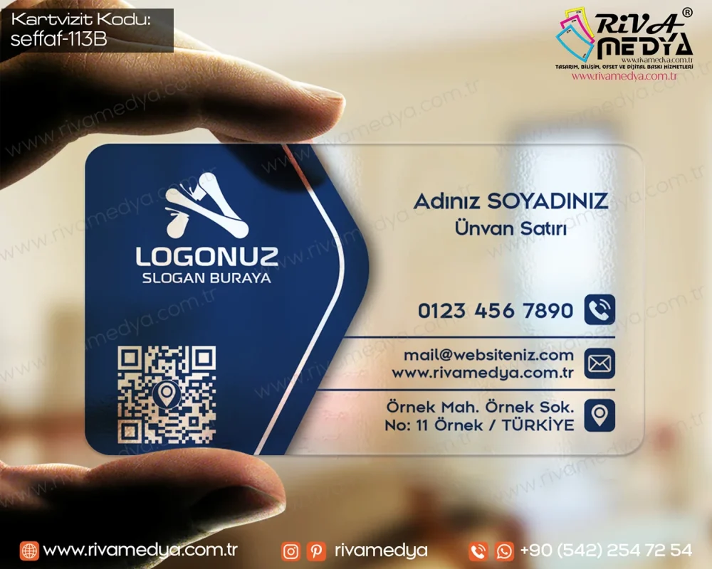 Bireysel, kurumsal ve mesleki ihtiyaçlarınıza özel tasarlanan Mavi Tonlarda Premium Şeffaf Kartvizit örneğini piyasaya göre en rekabetçi fiyatlarla sunuyor, en hızlı şekilde üretiyor ve ulaştırıyoruz!